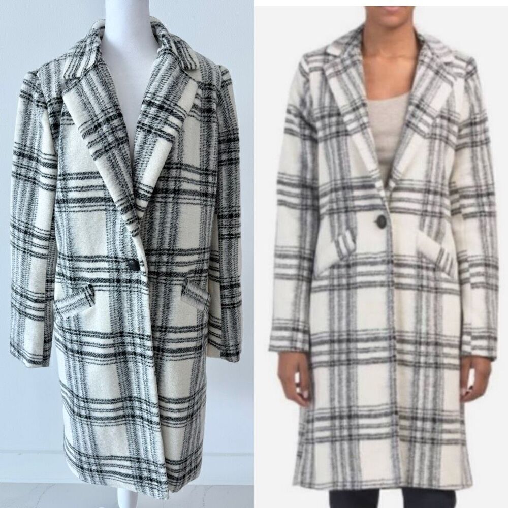 Rachel Zoe Chic Plaid Coat Sz Medium